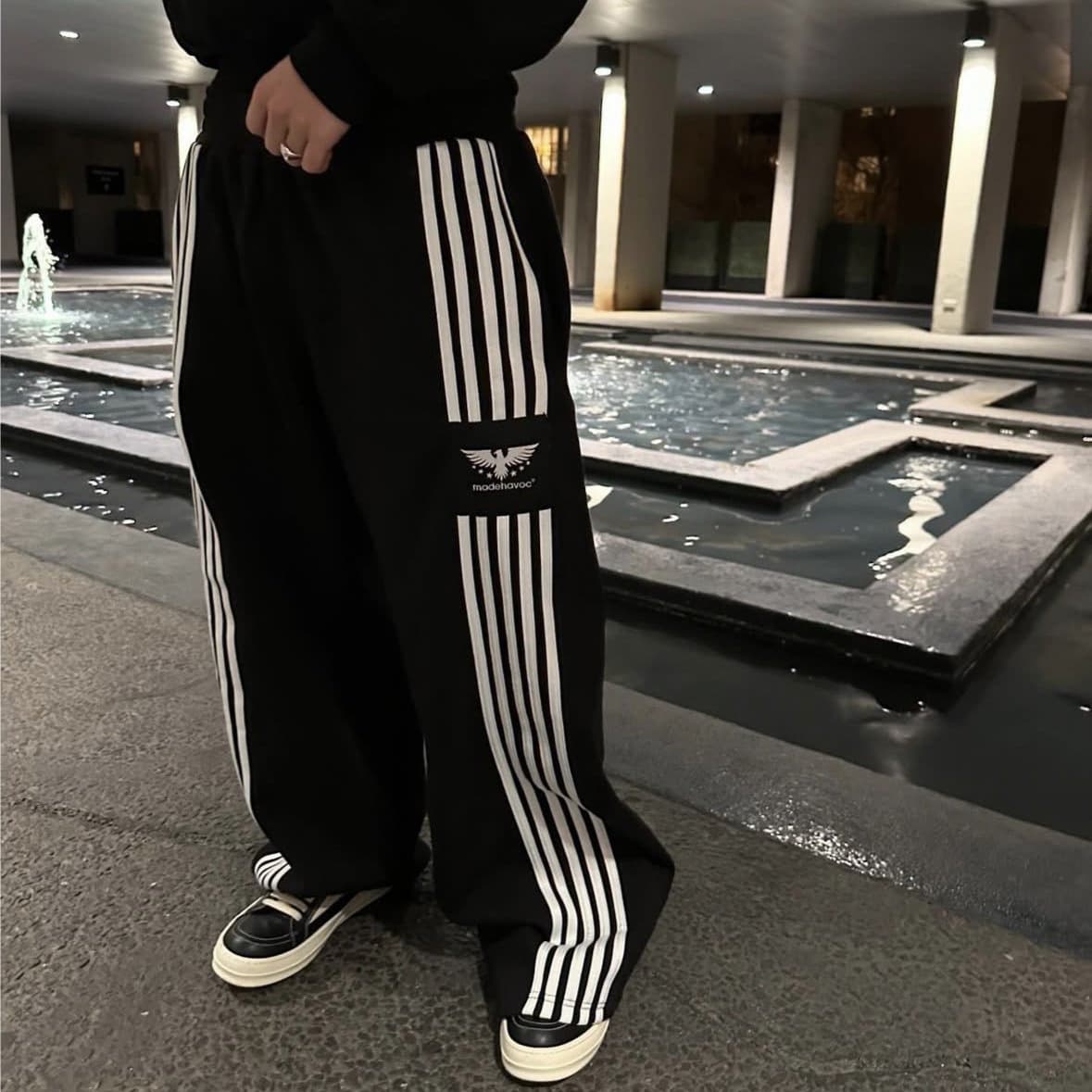 New Retro Casual Fashion Straight Loose Sweatpants Wide Leg Street Striped Pants for Men and Women, Cross-border Europe and America