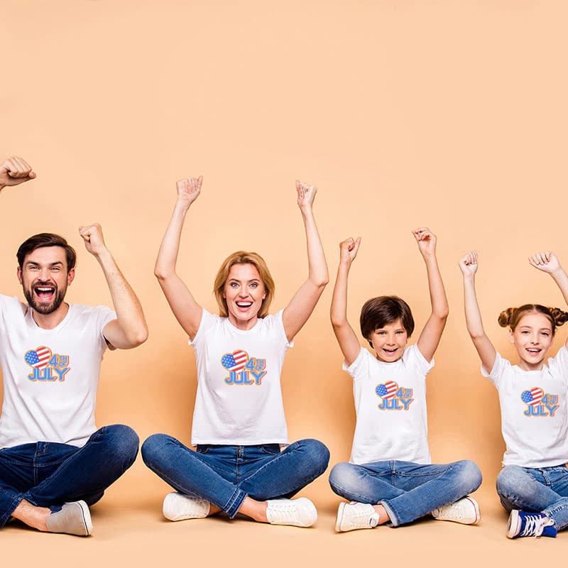 Independence Day Short Sleeve T-Shirt Family Matching Tops American Cross-Border Souvenir Top In Stock