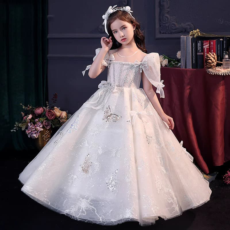 Girl Host Dress Flower Girl Wedding Little Girl Dress Birthday Princess Dress Children Piano Performance Costume