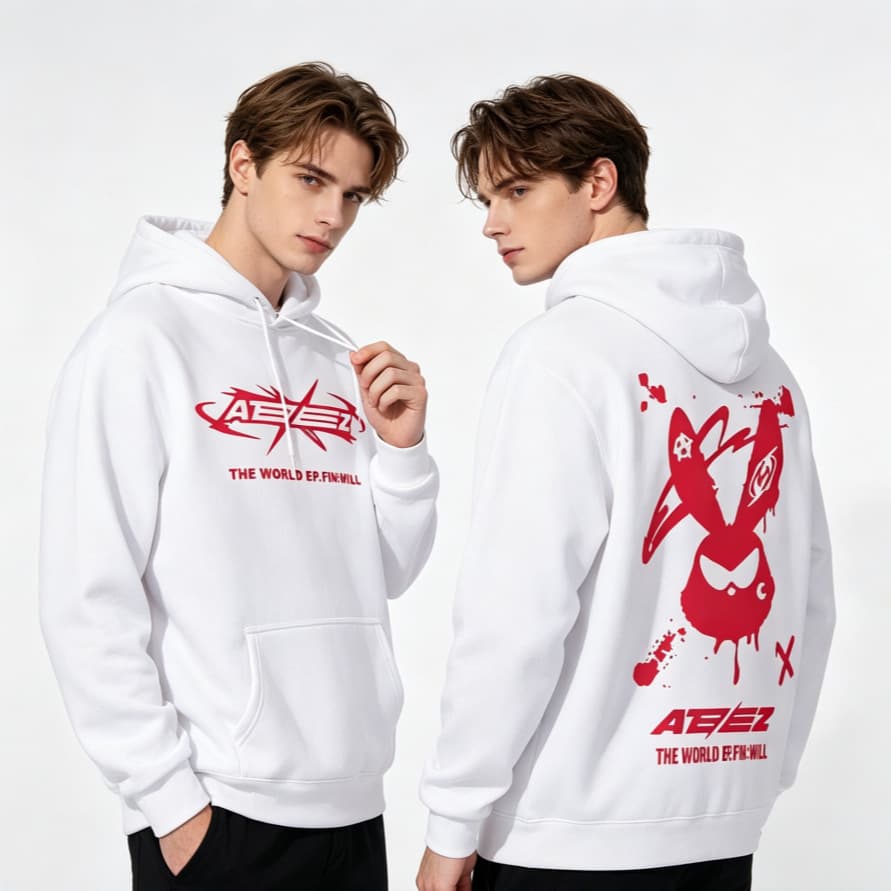 Trendy Letter Print Hoodie for Men, Loose Casual Pullover with Kangaroo Pocket, Cross-Border Wholesale