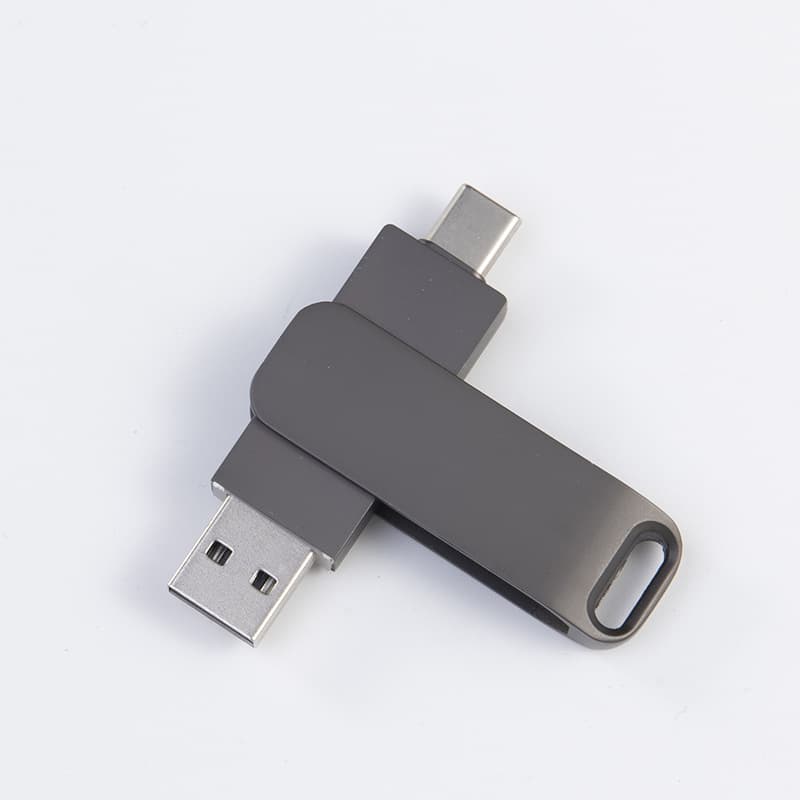 Factory Wholesale Large Capacity USB Drive Customizable Dual Use for Phone and Computer 128G Metal Rotating Type C USB Drive