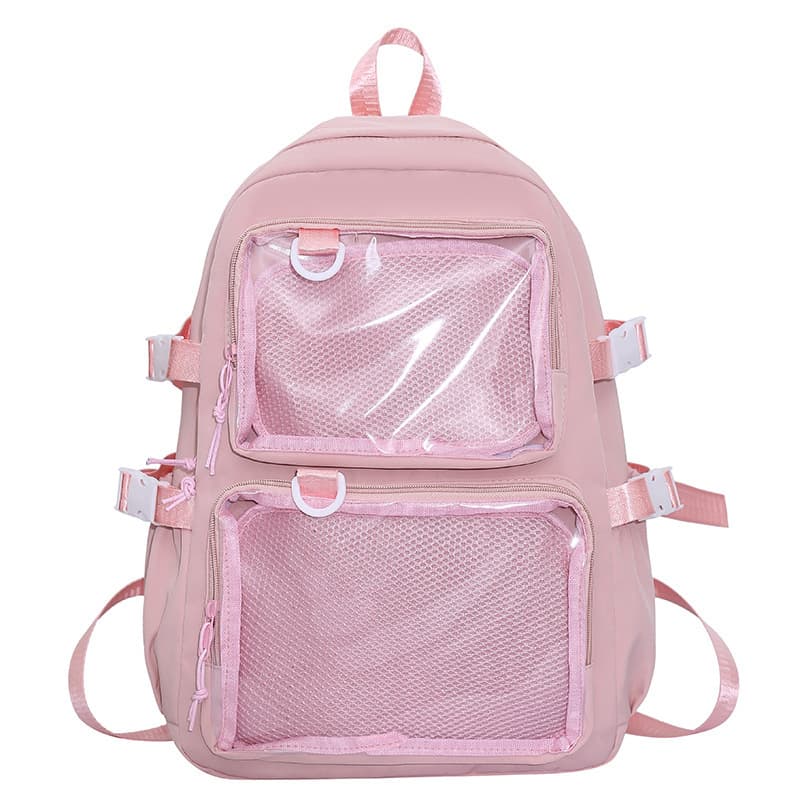Cross-border double shoulder transparent college student school bag daily female campus JK simple niche high-looking baby bag painful bag