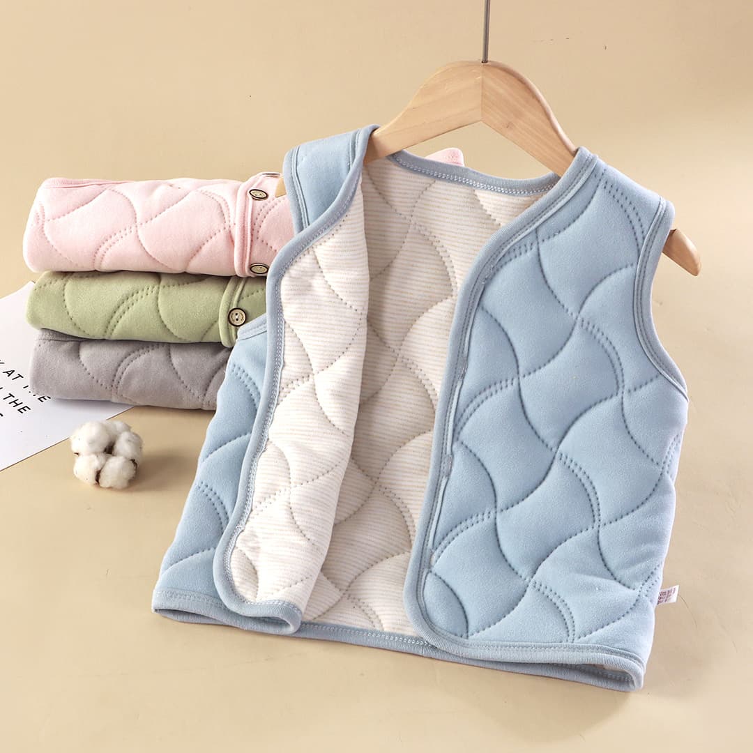 New Children's Warm Vest for Autumn/Winter, Fleece-Lined Winter Student Inner Wear School Essential, Three-Layer Quilted Vest