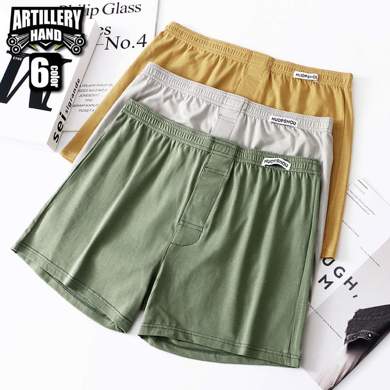 New Firearm Men's Underwear Solid Color Boxer Shorts Flat Leg Loose Breathable Large Size Aro Pants Drop Shipping