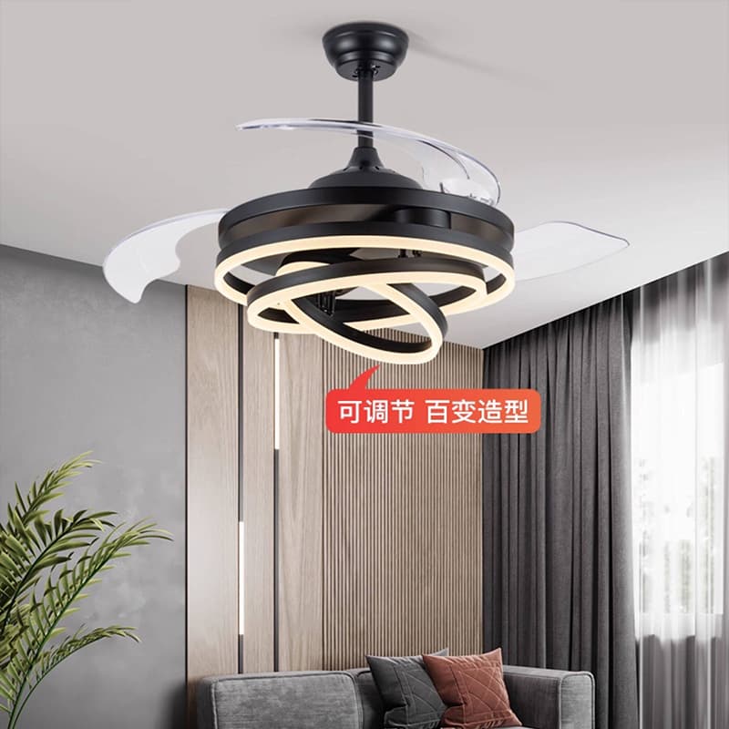 European-Style Simple Invisible Fan Light Entry Luxury Nordic LED Living Room Light Bedroom Dining Room Ceiling Fan Ceiling Light Cross-Border