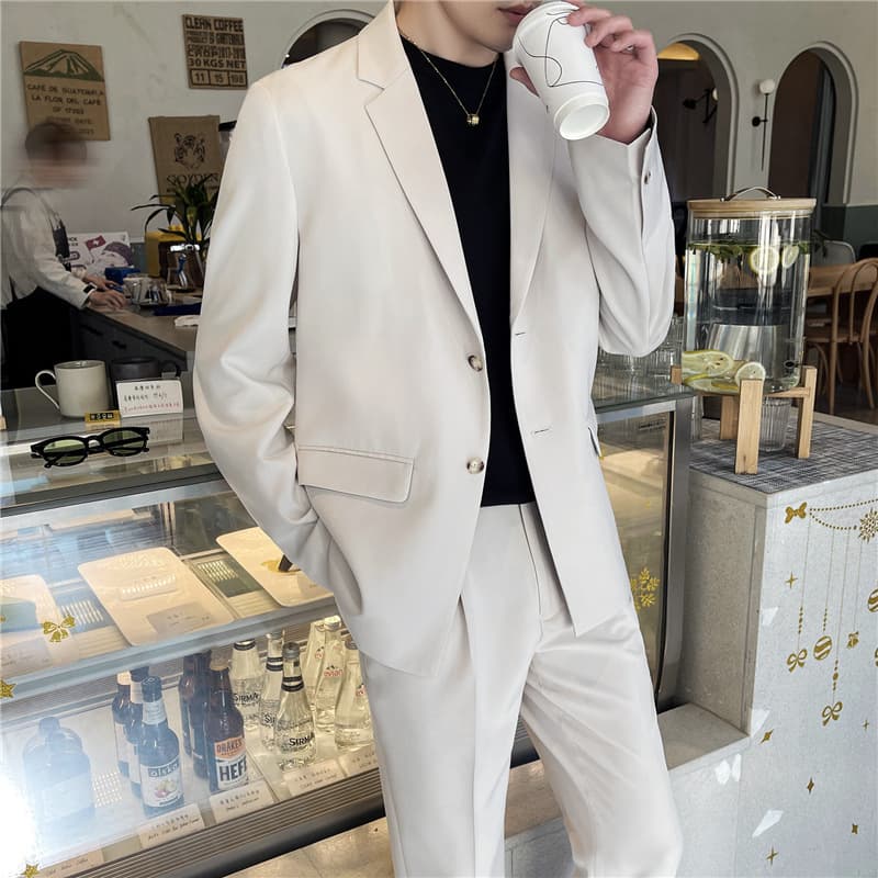Casual Suit Set for Men Spring/Summer Thin Trendy Rogue Loose Light Mature Style Blazer and Trousers Two-Piece Set