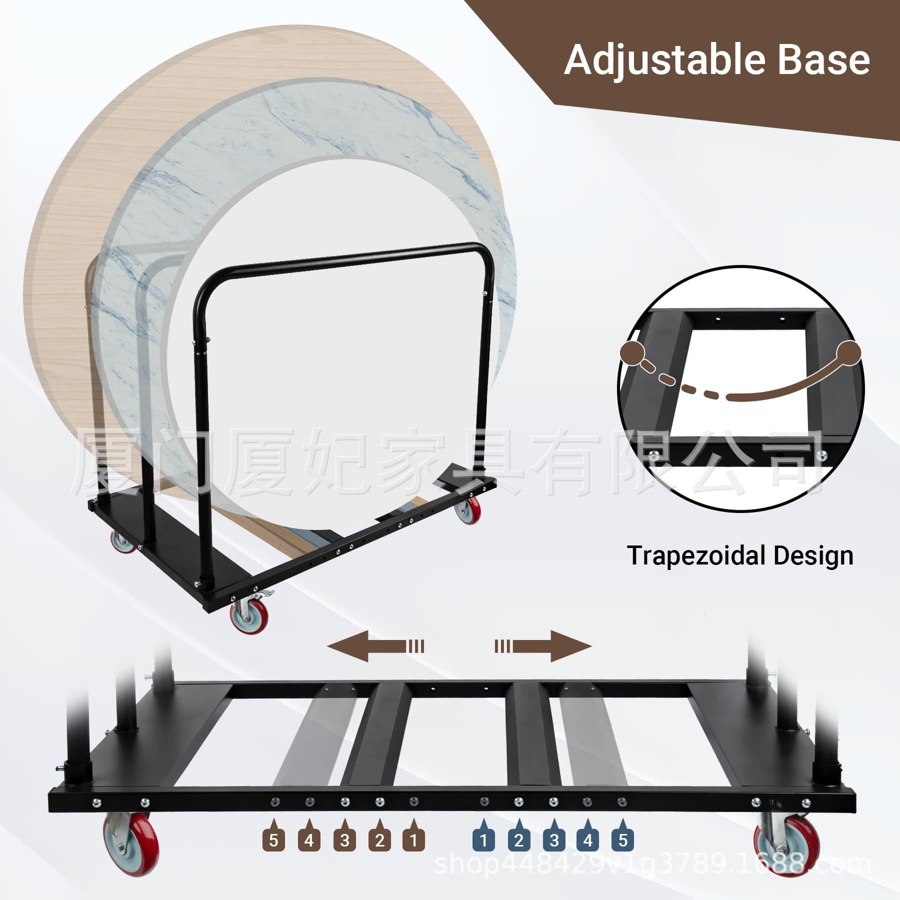 Foldable table truck with polyurethane swivel wheels for sturdy tabletop transportation