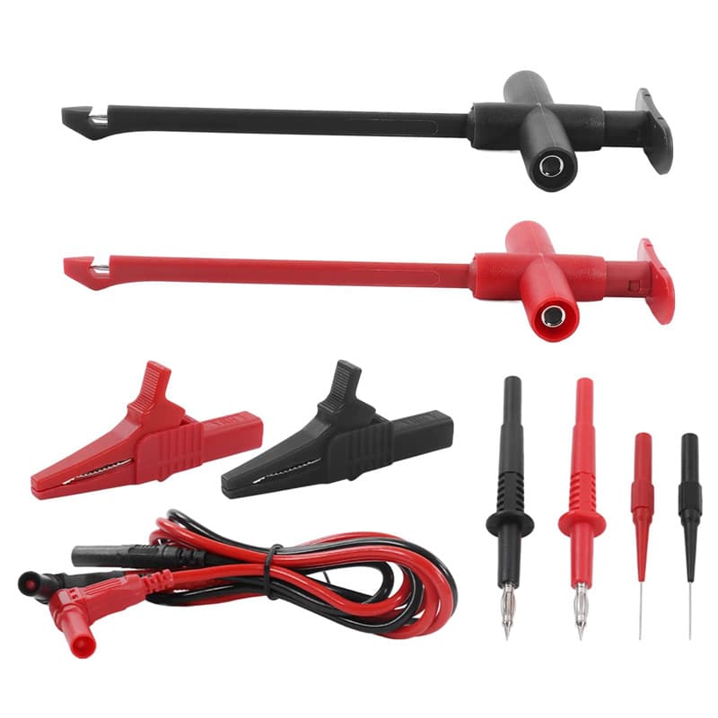 Universal Multimeter Test Leads Digital Meter Probes for Auto Repair Electrician Testing with Steel Needle Piercing Hook Clamp Alligator Clip Probe