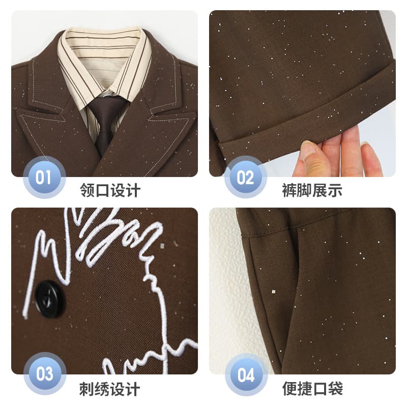 Kids Vintage Suit Vest with Starry Embroidery, Boys' Designer Blazer, Flower Girl Birthday Party Outfit