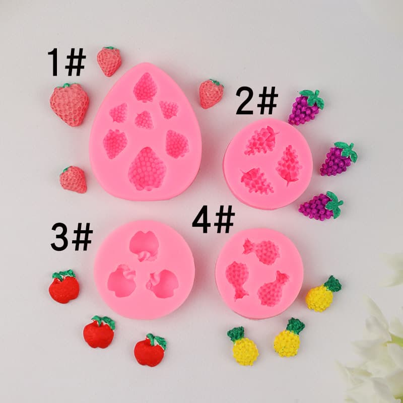 Fruit Strawberry Grape Pineapple Cream Glue Hair Clip Accessories DIY Cake Baking Fondant Chocolate Mold