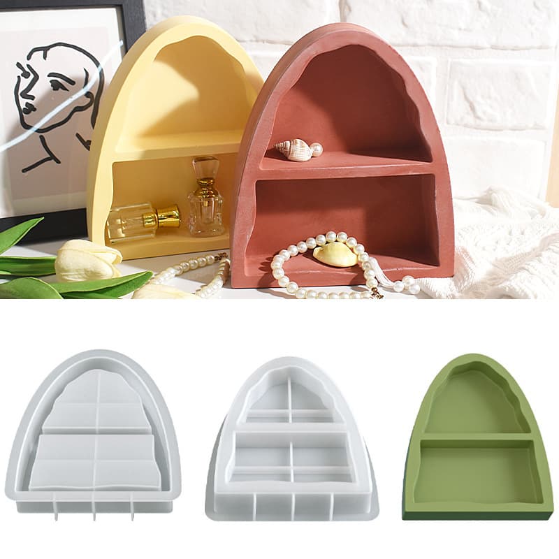 DIY Aromatherapy Plaster Arch Two-Grid Storage Tray Epoxy Resin Mold Small Figurine Ornament Display Silicone Mold