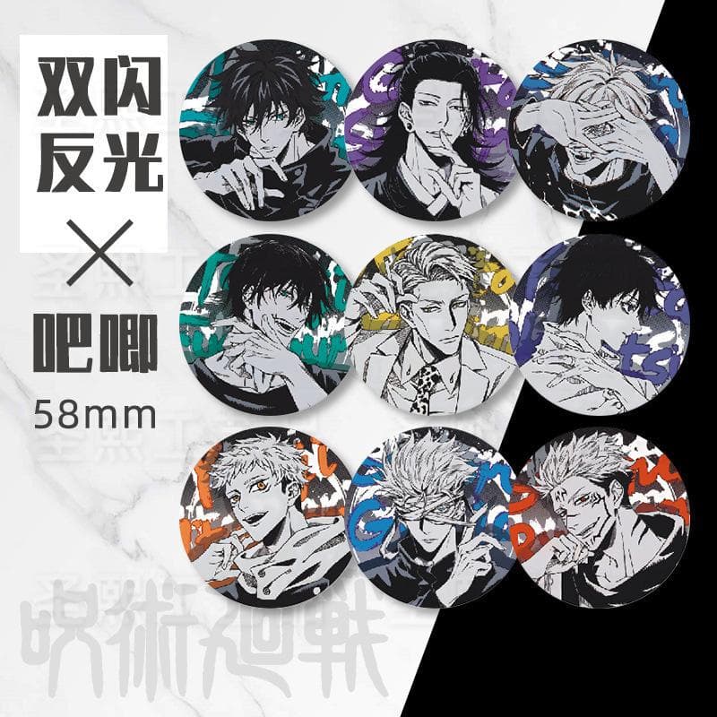 Doujin Goods Jujutsu Kaisen Badge Backpack Pin Tinplate Gojo Satoru Geto Suguru Dual Flash Reflective Handmade Style