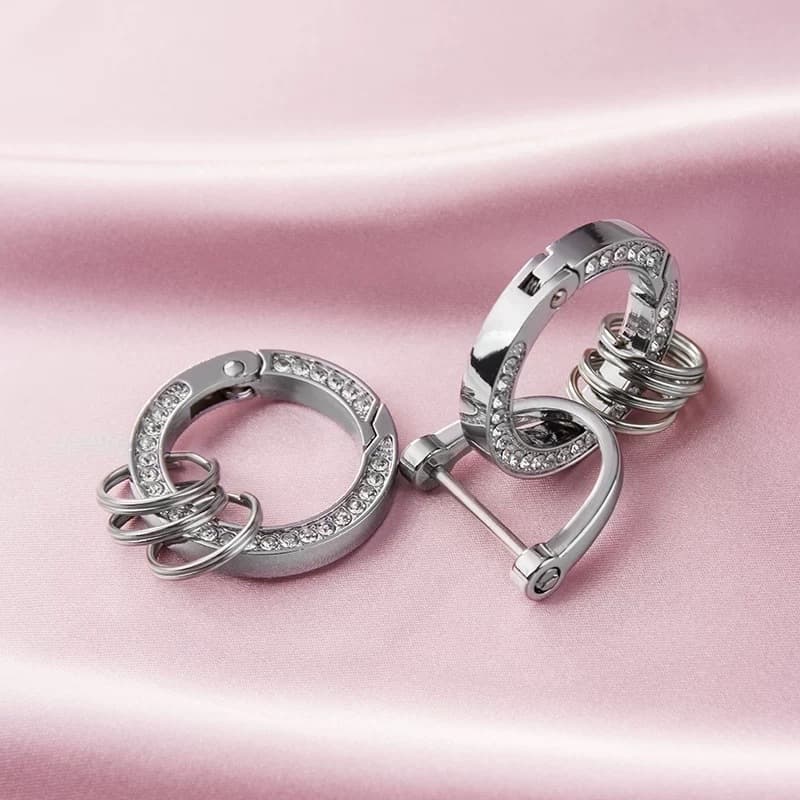 Sparkle Open Jump Ring Keychain Creative DIY Accessories Trendy Simple Car Key Ring for Men and Women