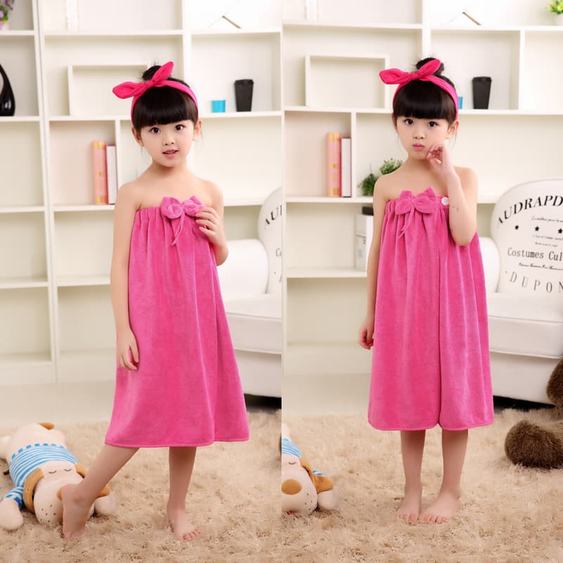 Can be worn by older children in bathing and swimming bath towels, children's bath towels do not fall off, soft and absorbent student Shihuai Shihuai wool bath skirt