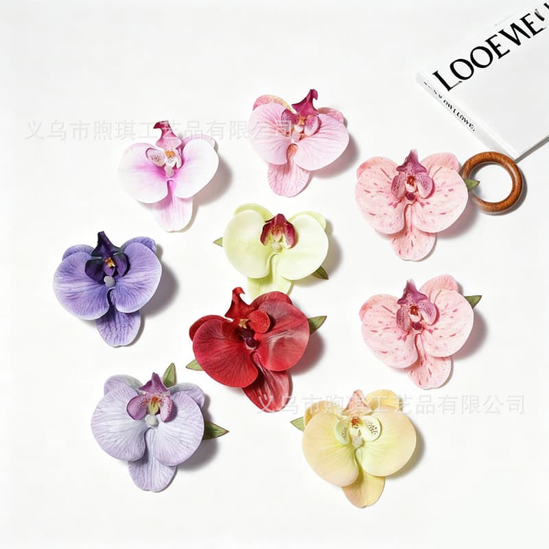 3D Printed Film Artificial Butterfly Orchid Artificial Flower Head Fake Flower DIY Handmade Garland Wedding Retro Clothing Head