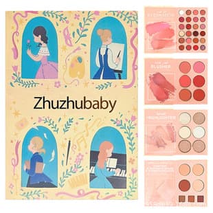 Cross-border Trade 43-Color Makeup Four-Layer Book Style Pearl Matte Eyeshadow Blush Highlighter All-in-One Non-Smudge Easy Color