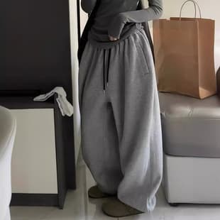 Y2K Casual Gray Black Drawstring High Waist Elastic Waist Sweatpants for Women