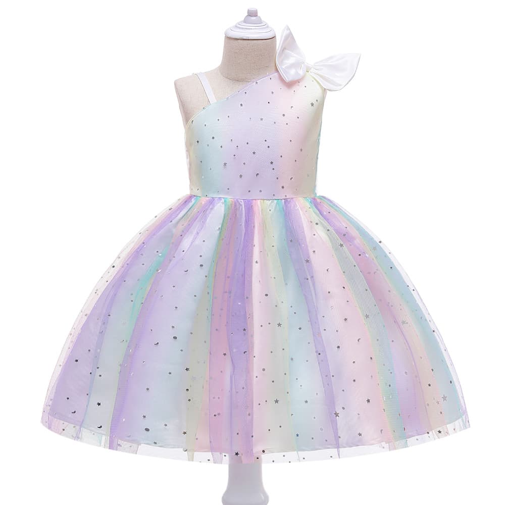 2025 Girls Princess Dress Children's Birthday Party Flower Girl Wedding Dress Fairy Starry Sky Dress Performance Costume