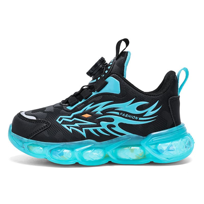 Rotary Anti-Slip Children's Shoes New Style Sneakers Kids 2025 Waterproof Spring Button Lightweight Walking Shoes for Primary and Secondary School Students