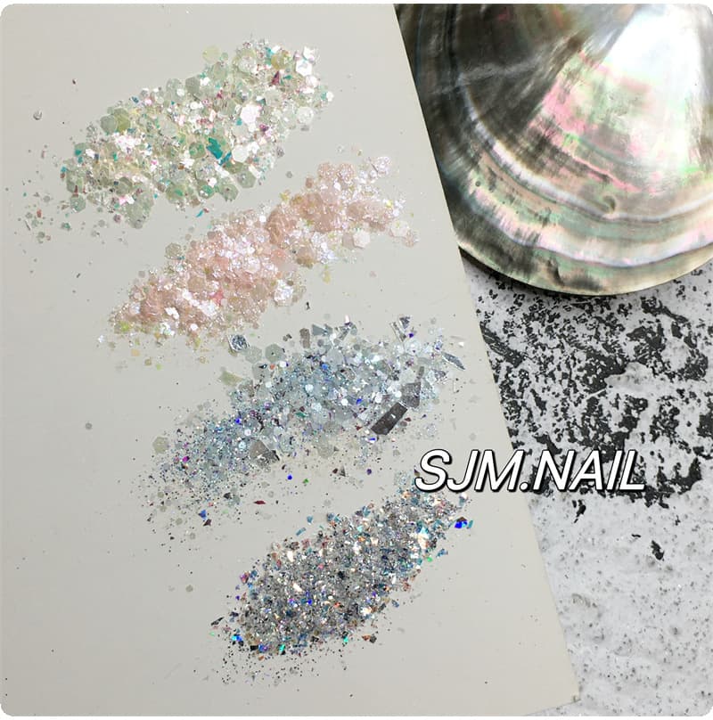 Ins Nail Art Material Bulk Mix Glitter Sequins, Iridescent Cloud Brocade Powder, DIY Nail Accessories Wholesale