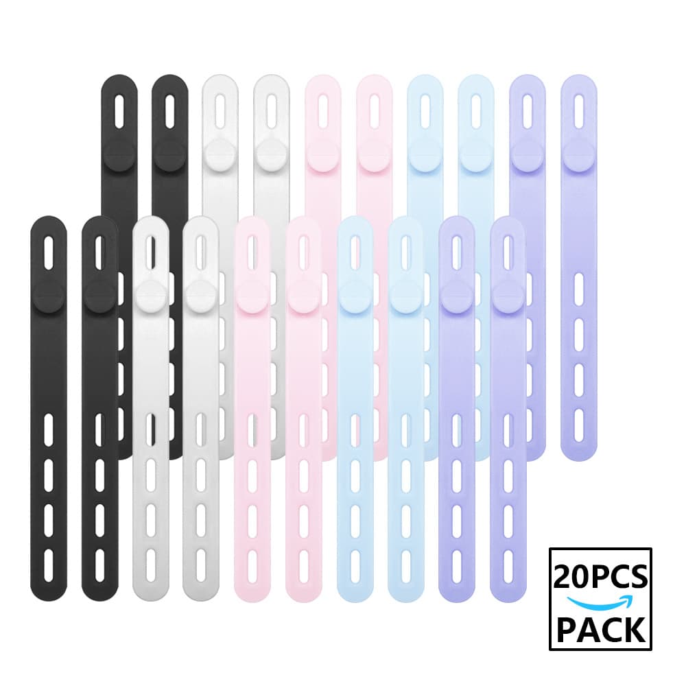 Silicone Data Cable Organizer Multi-Functional Wire Bundling Clamp 20-Piece Set Easy-To-Use Cable Management Solution