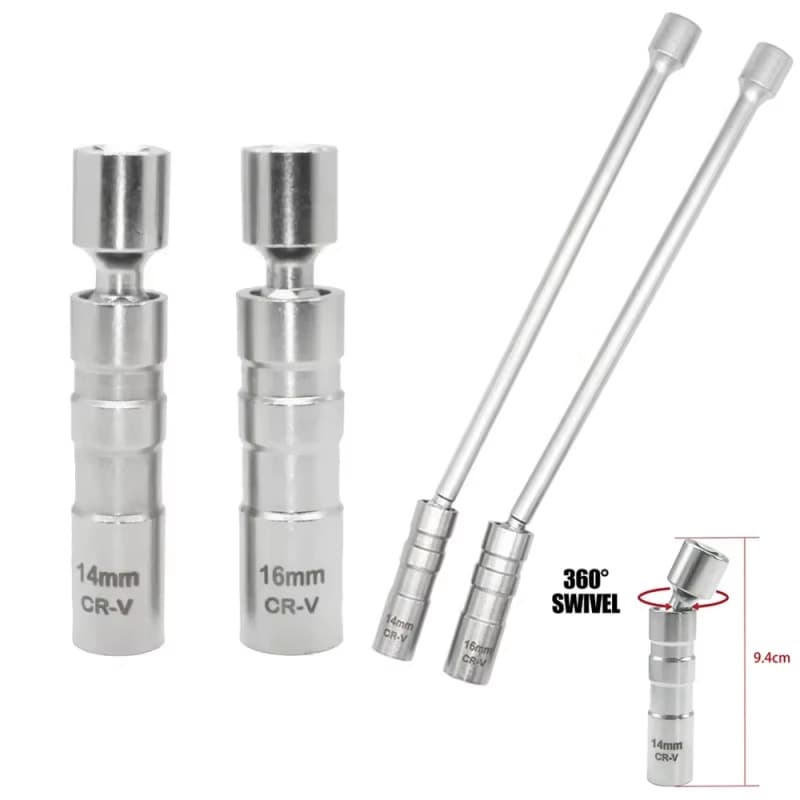 Magnetic Spark Plug Socket Ultra-Thin Universal 14/16mm Spark Plug Removal and Installation Extended Wrench Auto Repair Tool