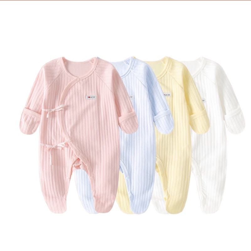 Infant butterfly clothing with hands and feet covered, spring and autumn newborn 0-6 months pure cotton jumpsuit, baby crawling suit, thin section