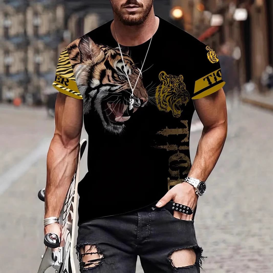 New Beast Series 3D Digital Print Men's Short Sleeve T-Shirt for Cross-Border E-commerce