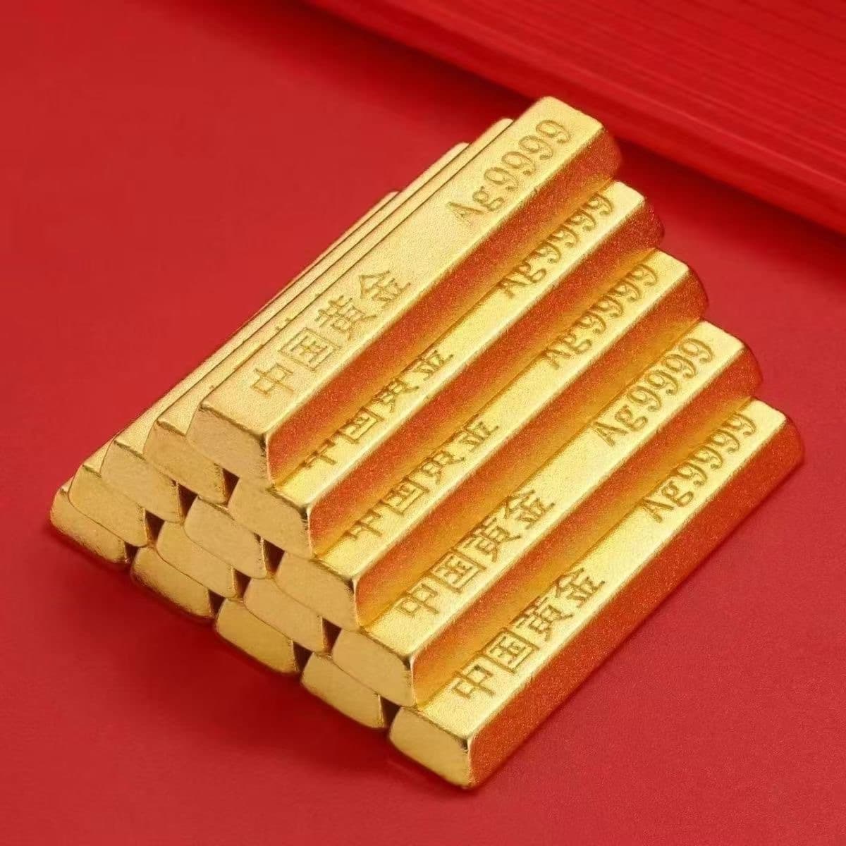 Factory Simulation Gold Bar Chinese Gold Plated Copper Alloy Bank Investment Gold Bar Gold Brick Sample Prop