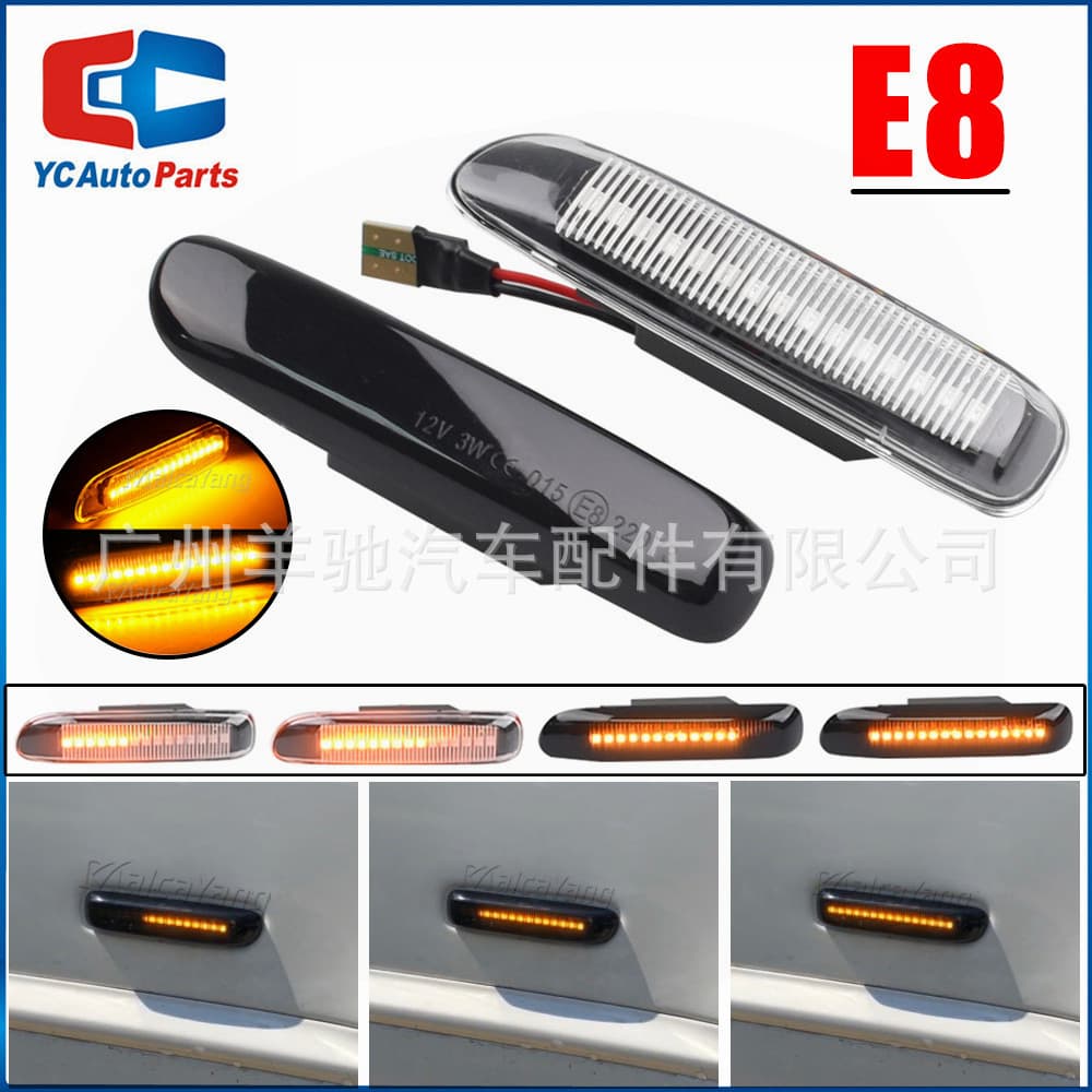 LED Amber Crystal Sequential Side Marker Light for BMW 3 Series E46 1998-2001 Fender