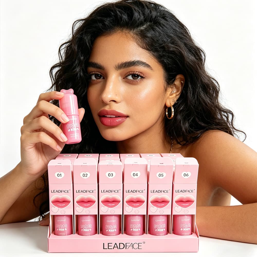 24 LEADFACE 6-color moisturizing and sheer lip glosses, long-lasting color, crystal clear and plump, watery shine, cross-border certified.