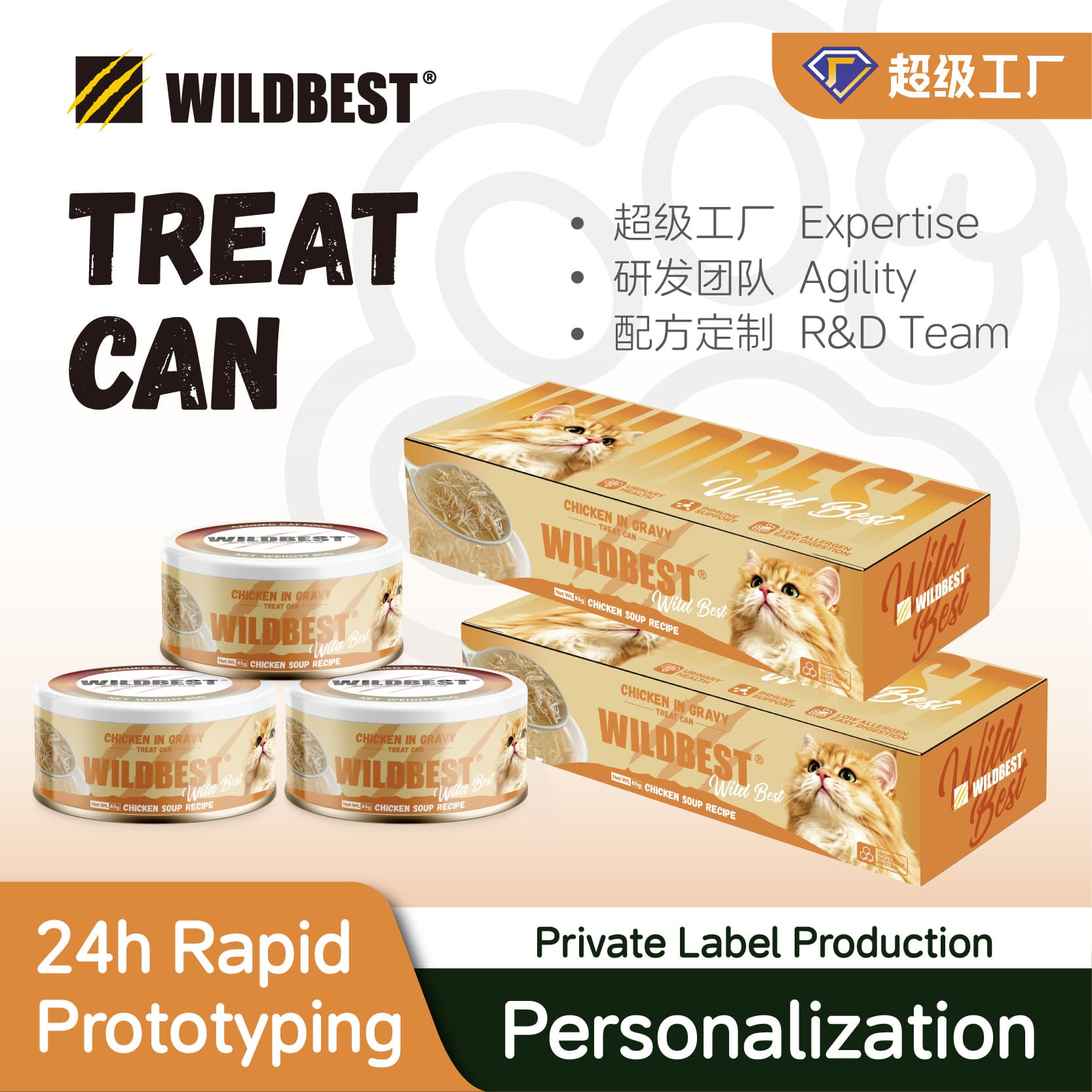 WILDBEST Chicken Cat Canned Food Complete Meal for Stores