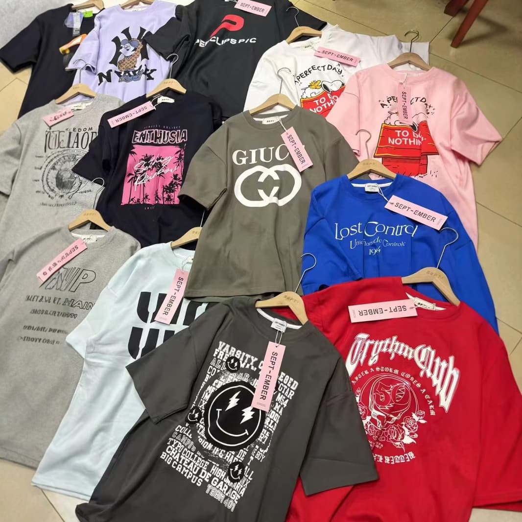 Manufacturer wholesale 200g pure cotton women's short-sleeved T-shirt Summer women's short-sleeved American trendy brand cross-border hot style