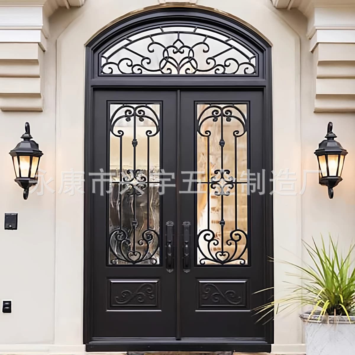 European Wrought Iron Gate for Villa Courtyard Garden Entrance, Outdoor Wrought Iron Gate, Forged Steel Garden Arch Door