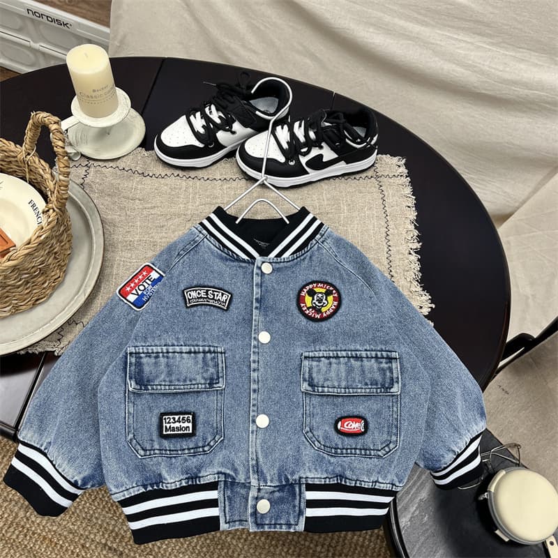 Baby Boy Denim Jacket 2026 Spring New Style Girls Loose Fit Jacket Boys Soft Denim Baseball Cardigan