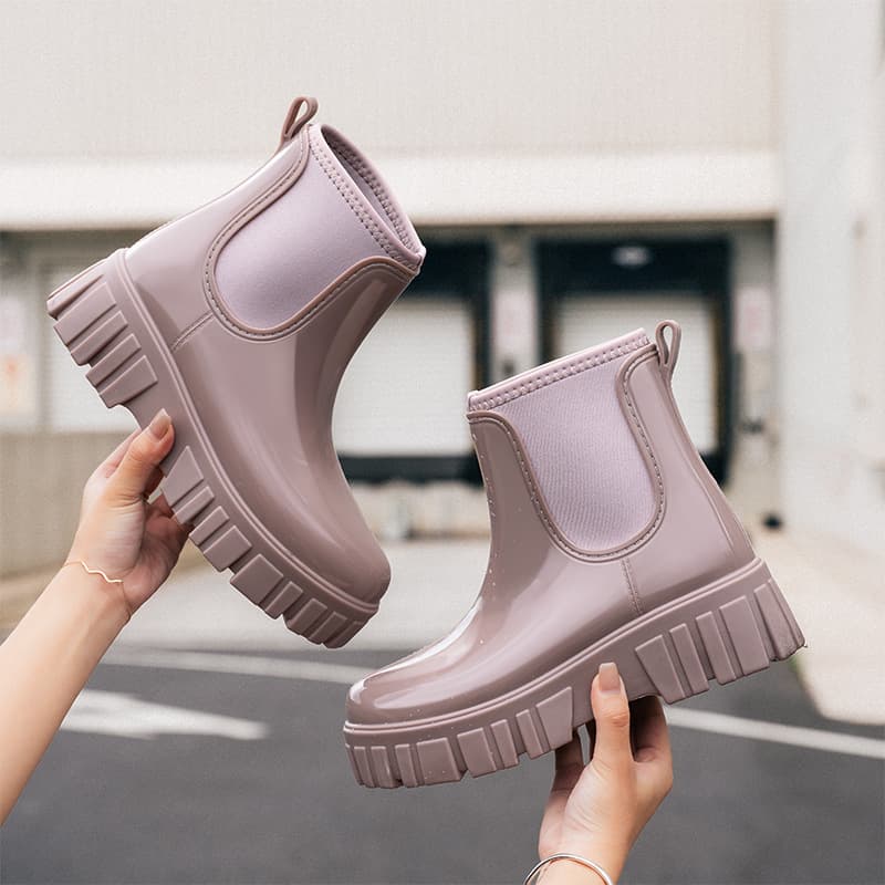 Cross-border New Braun Low-cut Rain Boots for Women, Height-increasing, Waterproof, Anti-slip, Low-cut Rain Boots for Rainy Days, Low-cut Waterproof Boots