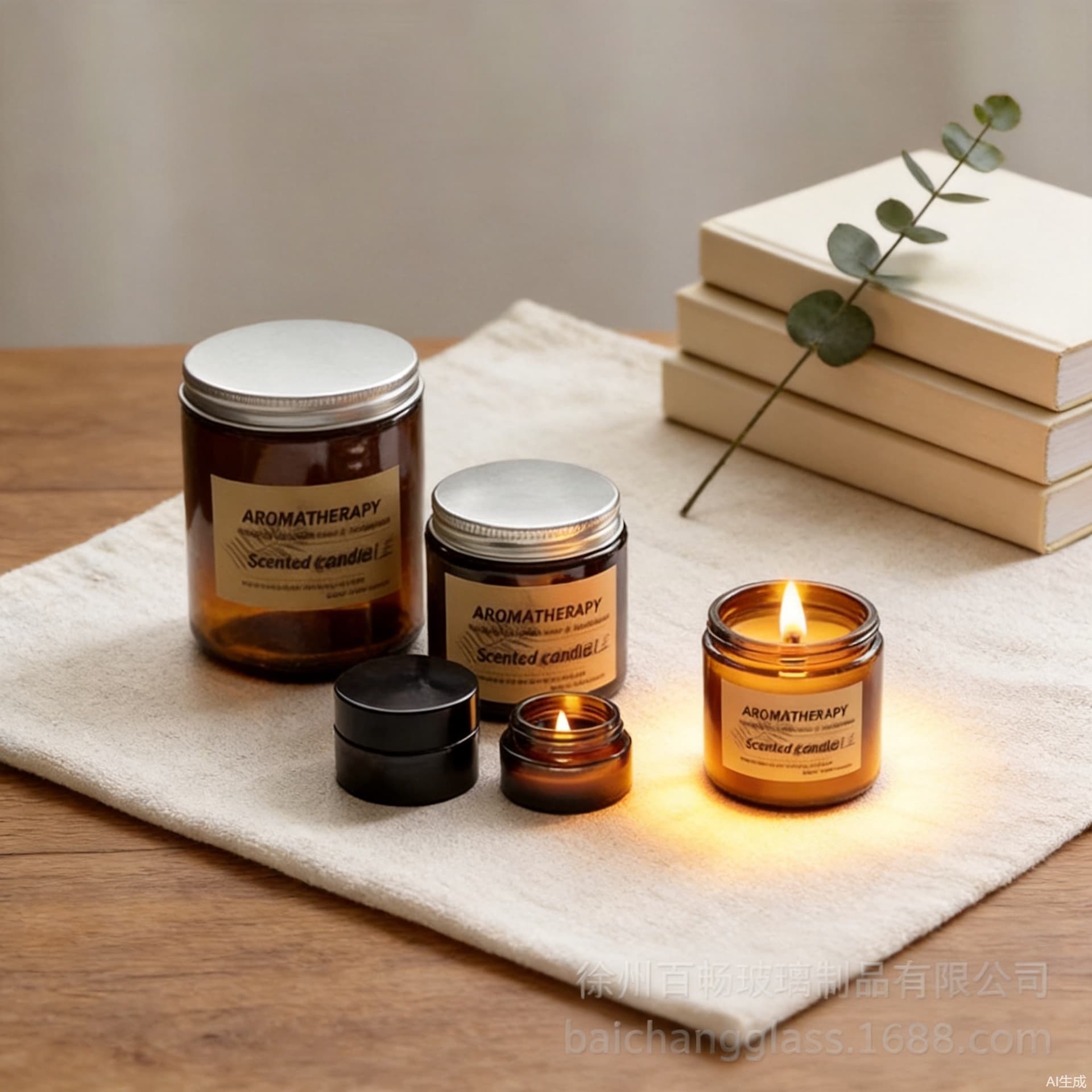 Candle cup brown candle cup ornaments cross-border brown candlestick cup utensils home gold lid silver lid aromatherapy candle jar