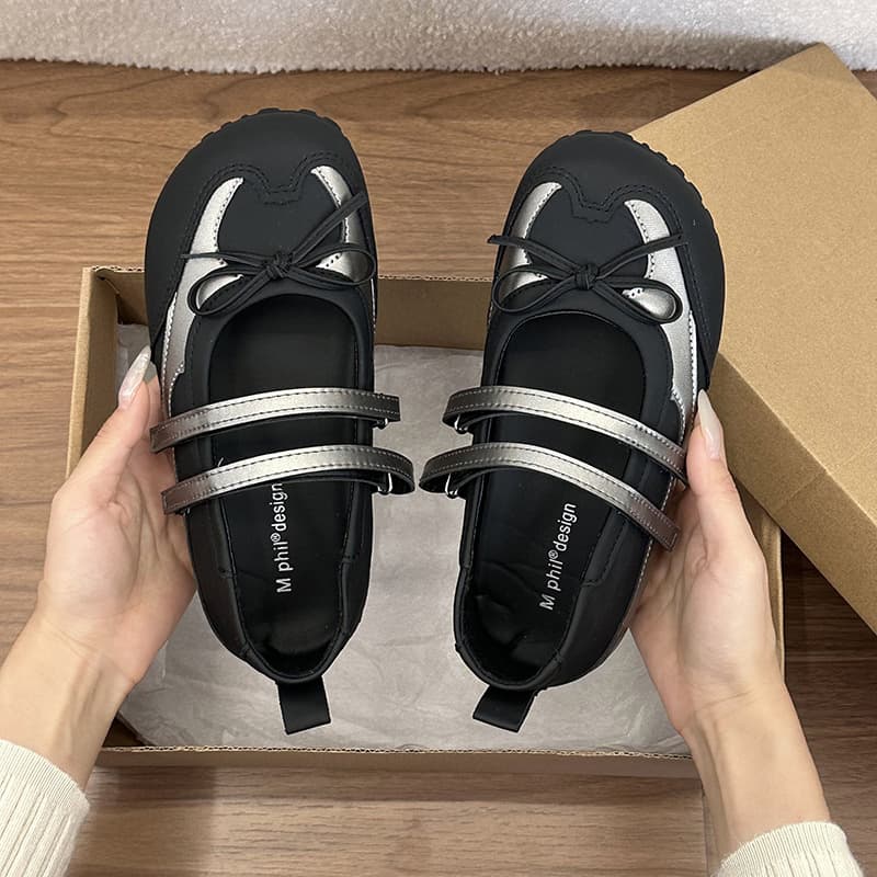 White French Bow Mary Jane Shoes for Women, Shallow Mouth Thick Sole, Height-Increasing, 2026 New Style, Pairs with Dresses