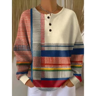 Cross-Border European and American Foreign Trade Amazon Independent Station Best Seller 3D Printed Women's Casual Stand Collar Polo Long Sleeve Top