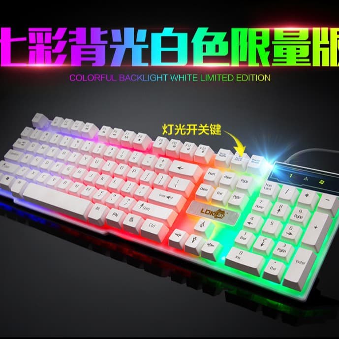 Leidikai R260 Rainbow Backlit Keyboard Gaming Keyboard Glowing USB Wired Gaming Keyboard