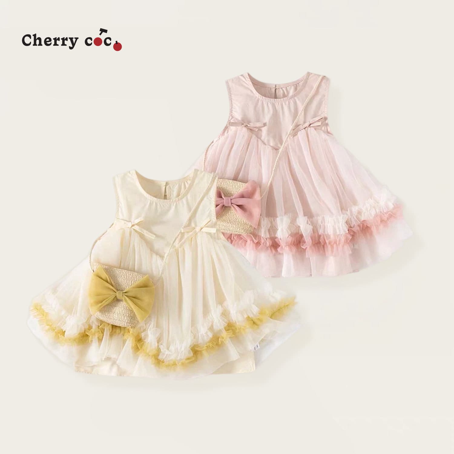 CHERRYCOCO girls dress summer new baby girl sweet cotton princess dress children's mesh skirt