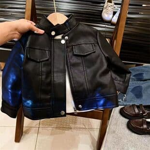 New Girls' Fashionable Leather Jacket 2026 Fall New Children's Leather Jacket Baby Casual Coat Versatile Stylish Leather Jacket