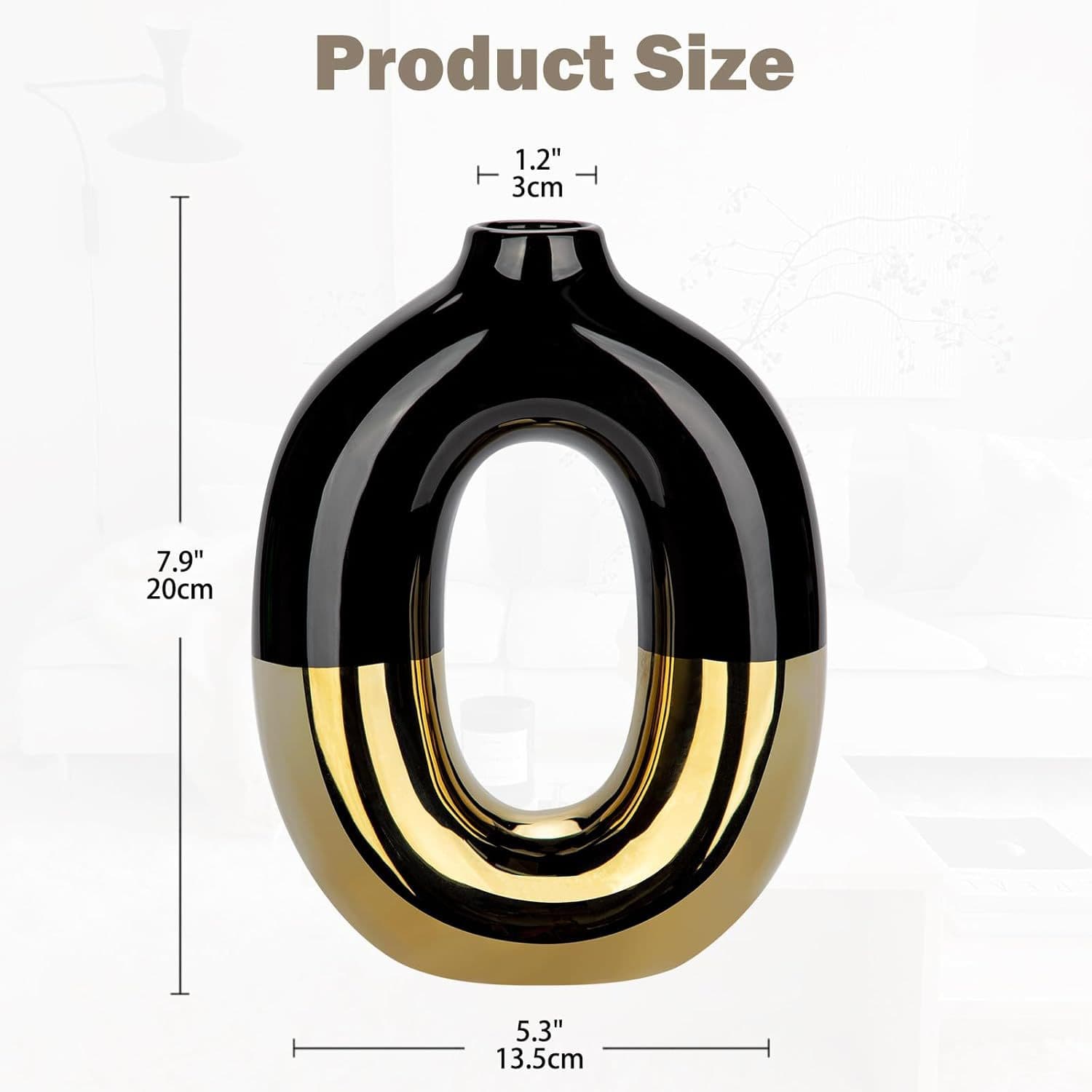 Black Gold Ceramic Vase High-End Modern Minimalist Home Decorative Ornament