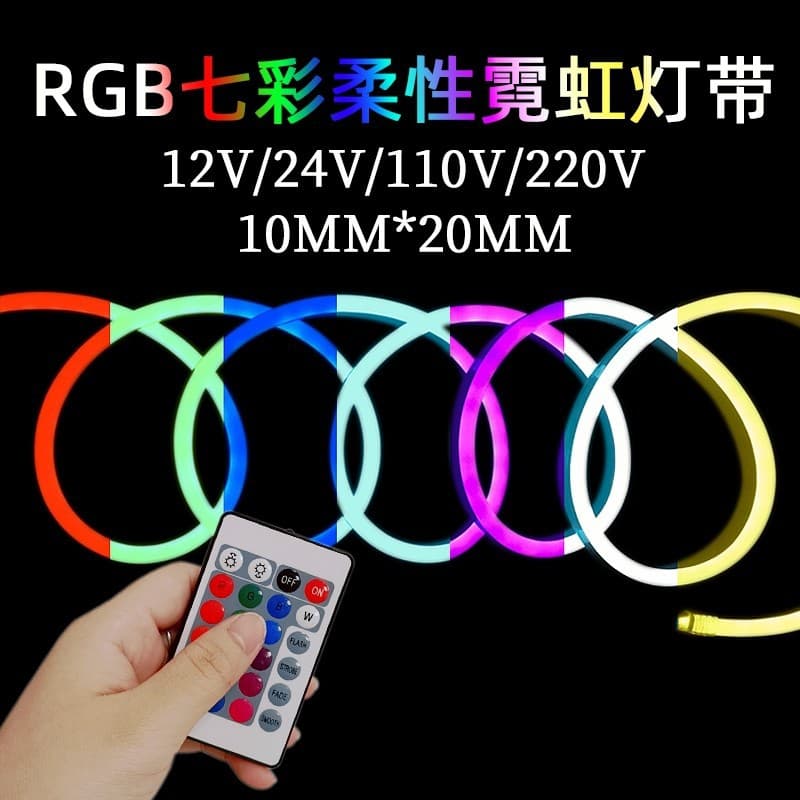 LED Strip RGB Color Changing 12V 24V 110V 220V Gradient Neon Flexible Single-Sided Glow Neon Atmosphere Light Bar