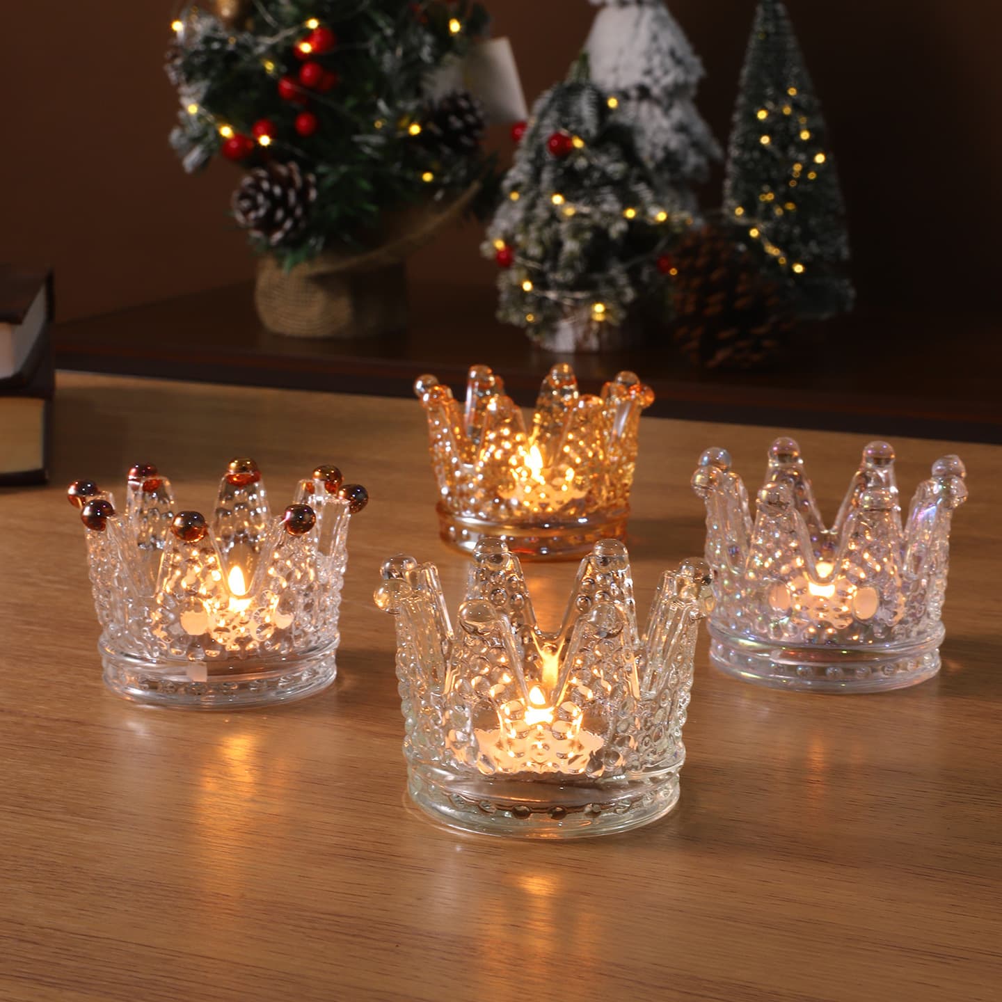 Creative Crown Candlestick Ashtray Personalized European Jewelry Box Desktop Ornaments Handmade Mini Glass Candlestick