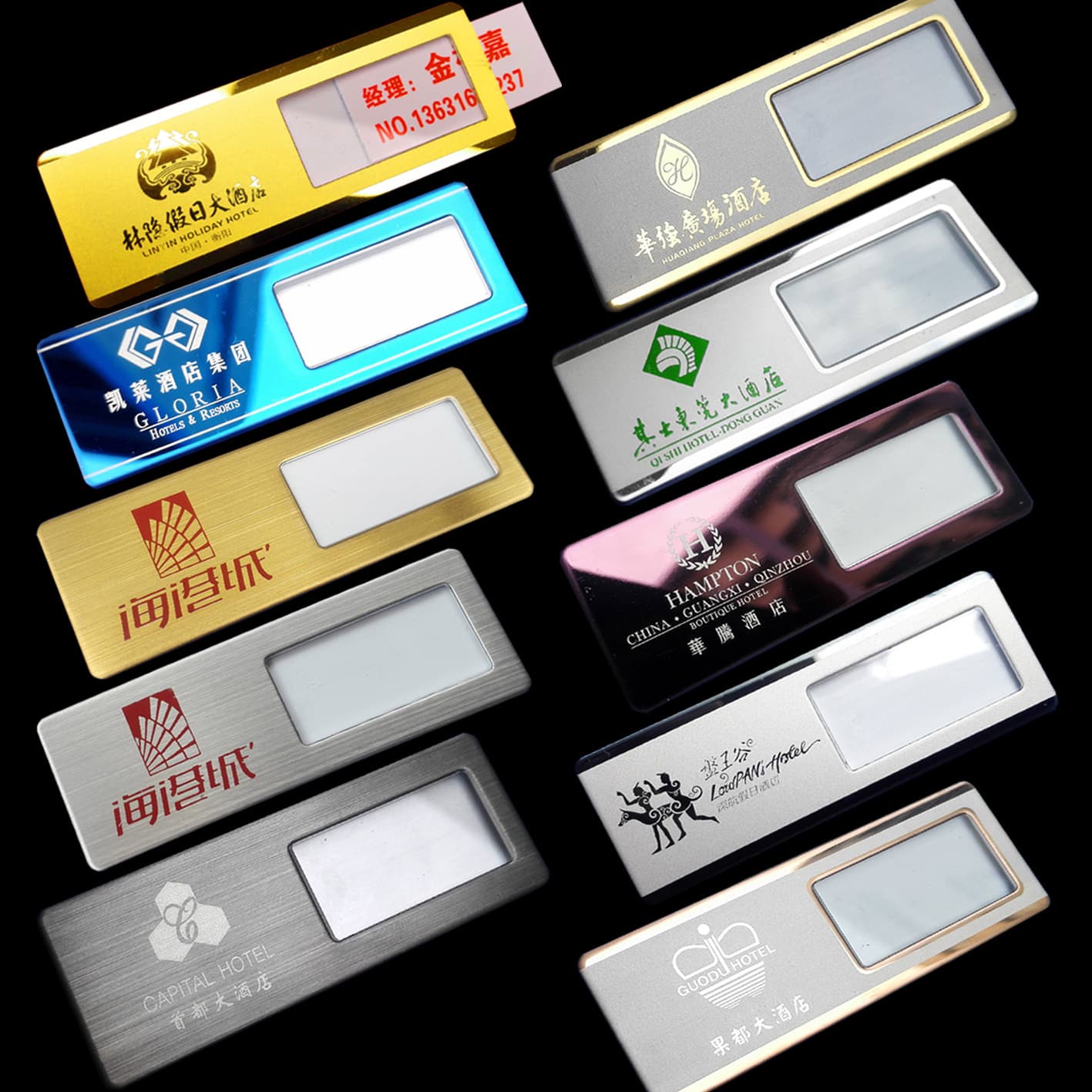 Metal Stainless Steel Aluminum Alloy Engraved Magnetic Chest Tag Property Hotel Staff Card Insert Paper Insert Chest Tag