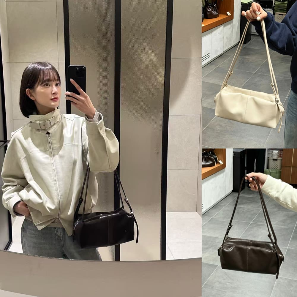LEME Korean niche cross-border women's bag 26 pro-spring designer brand Sac Lune cowhide shoulder handbag