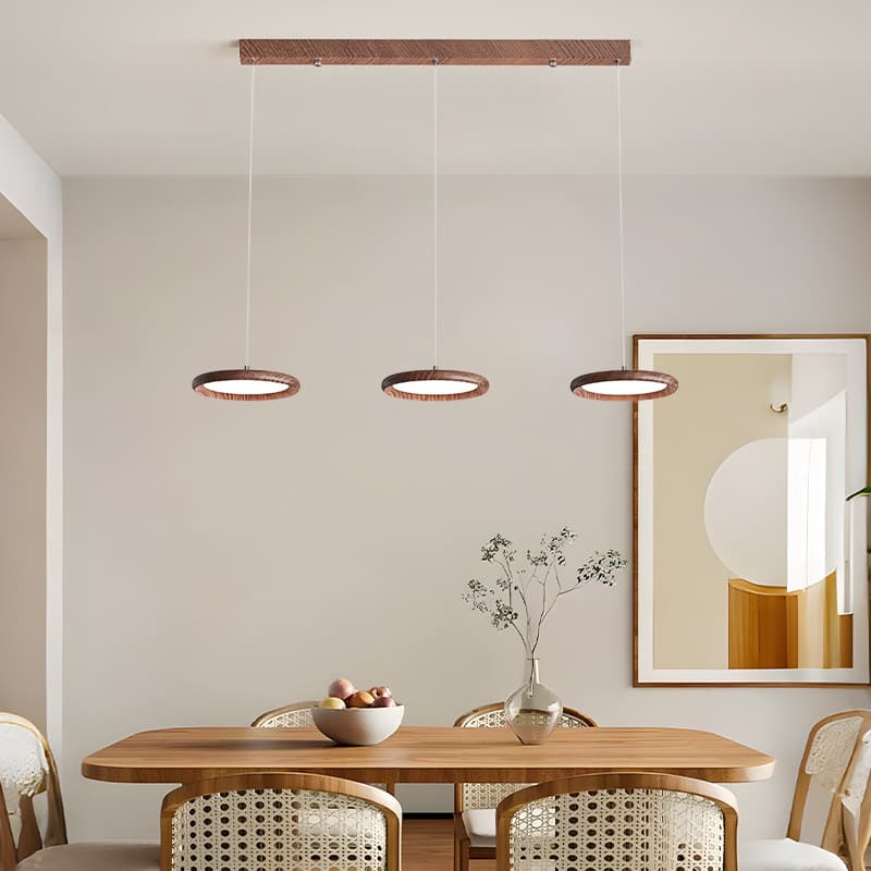 Full Spectrum Retro Chandelier Walnut Color Restaurant Lamp Mid-Century Style Atmosphere Dining Table Dining Room Bar Three-Head Chandelier