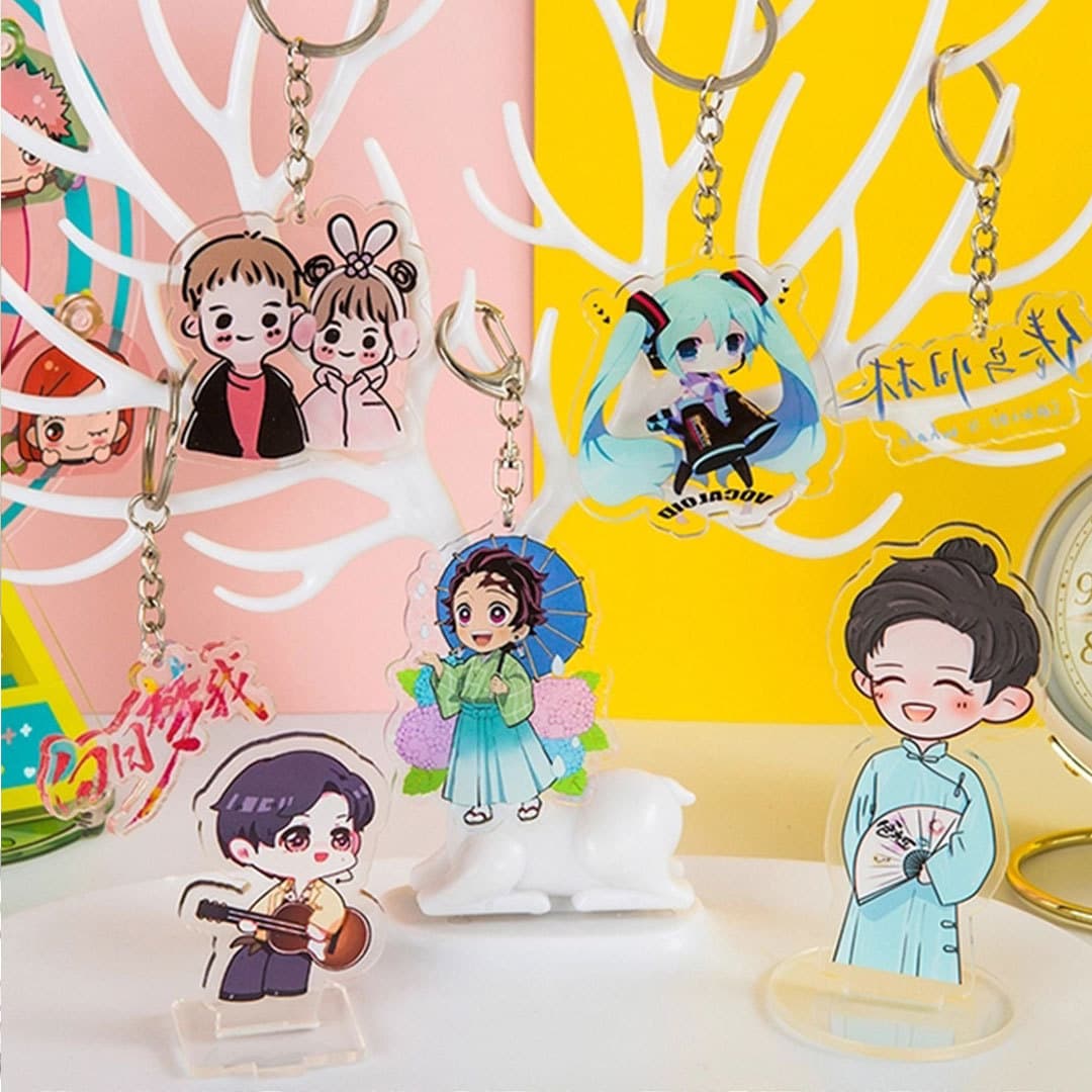 Acrylic keychain pendant wholesale DIY portrait text key ring cartoon ornaments star stand key chain