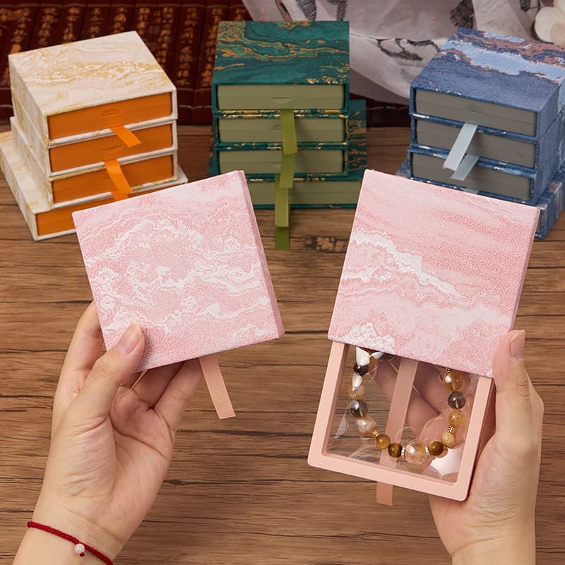 Colorful Danxia Series Transparent Jewelry Box Premium PE Box Floating Packaging Box Fashion Accessory Box Bracelet Storage